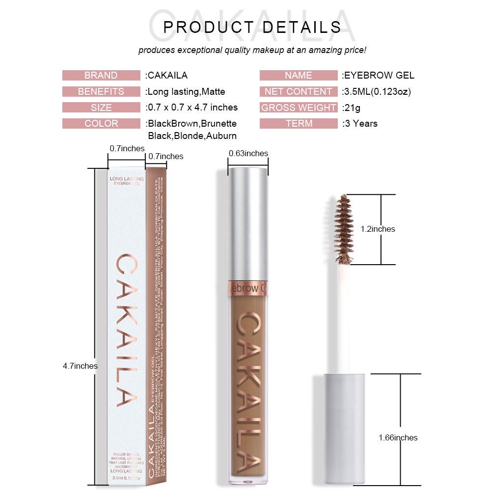 [5 Màu] Mascara Trang Điểm Chân Mày Chuyên Nghiệp Cakaila Long Lasting Eyebrow Gel 3.5ml BellaDonna Lily 19