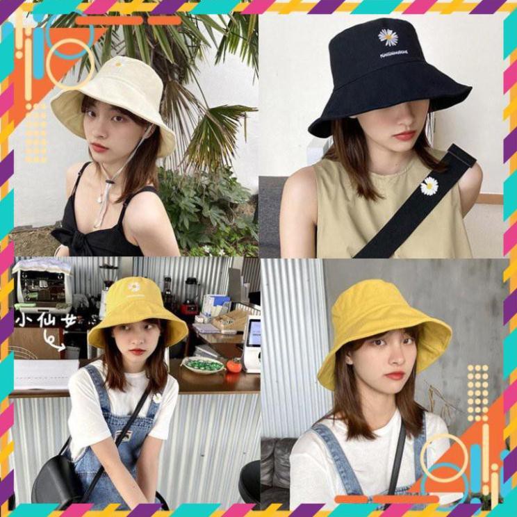 Nón Bucket vành tròn 2 mặt hoạ tiết Hoa Cúc phong cách Ulzzang form unisex cho nam và nữ - B2