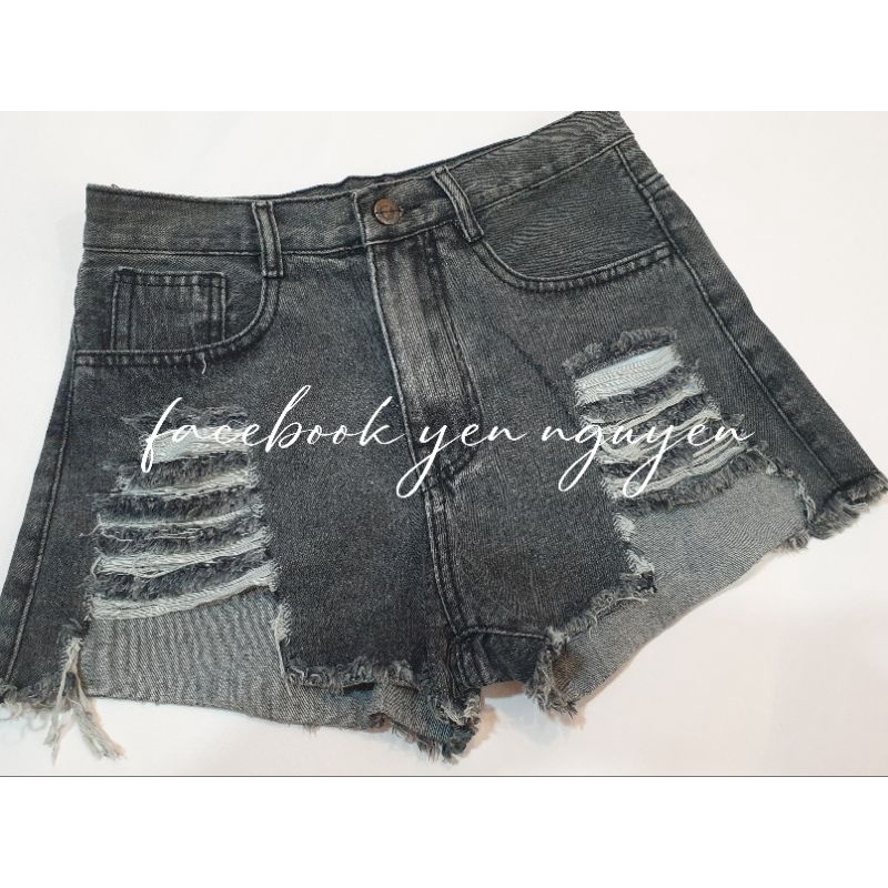 Thanh lý ⤑ short jean rách lưng cao se.xy hàng Quảng Châu