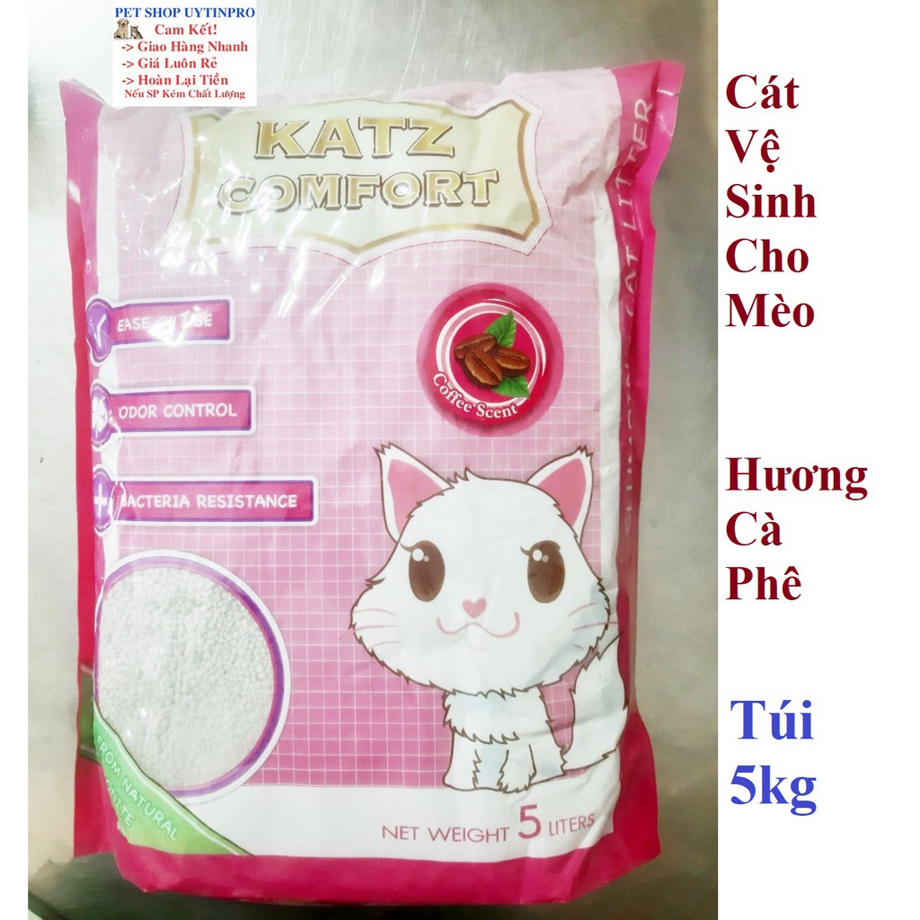 CÁT VỆ SINH CHO MÈO Katz Comfort Hương Cà Phê Túi 5L - Pet shop Uytinpro