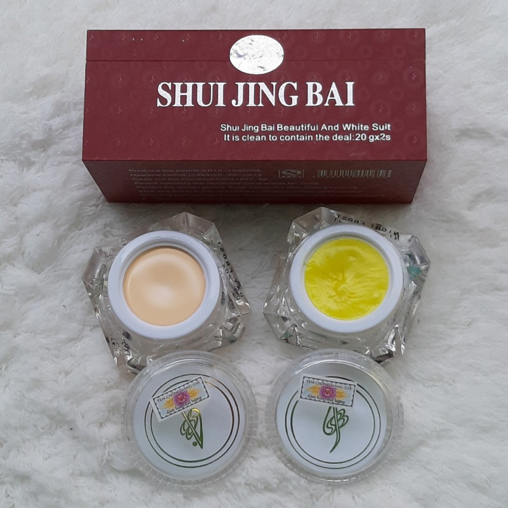 Kem Dưỡng Trắng SHUI JING BAI 20G Khử Nốt Trắng dẹp Thủy Tinh Bạch (Ngày & Đêm)