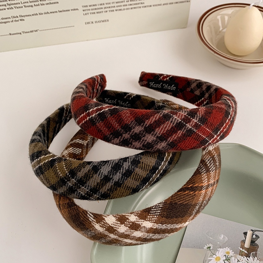 Băng đô cài tóc họa tiết ca rô xinh xắn dành cho nữ