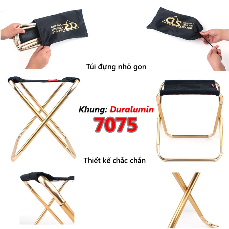 Ghế Xếp Inox Dã Ngoại Ghế Câu Cá Gấp Gọn Mini Bỏ Túi Dễ Dàng Mang Khi Du Lịch Dã Ngoại