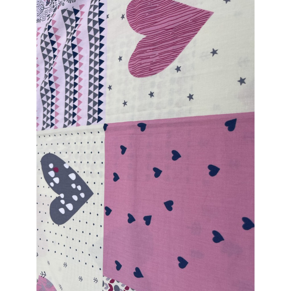 Tấm Drap lẻ KHA LY  - Ga lẻ  - 100% cotton thiên nhiên - Happy Love Hồng - VN242