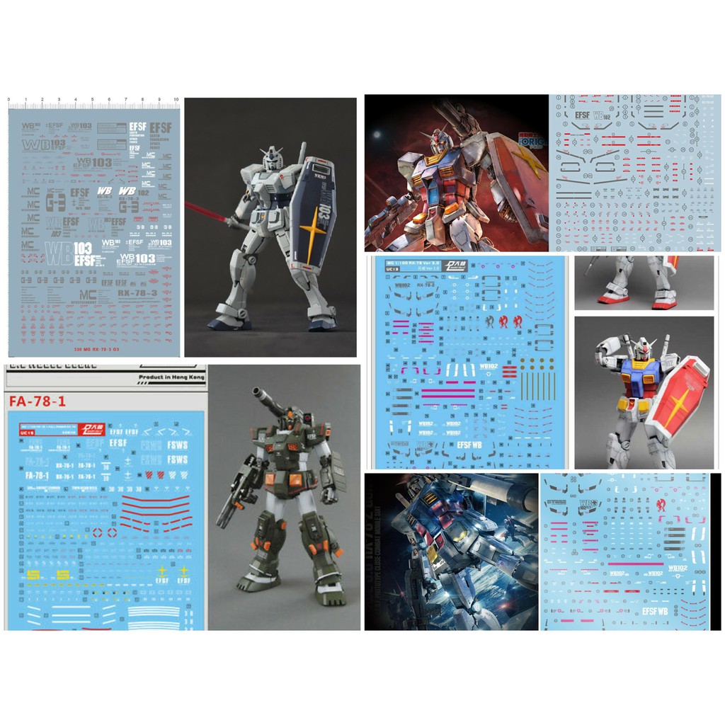 Decal nước dán mô hình MG RG HG RX-78 các loại G3 Aape Origin base FA-78-1 RX78 các loại Water sticker