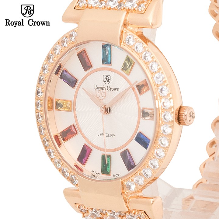 Đồng hồ nữ chính hãng Royal Crown 4604 dây đá vỏ vàng hồng