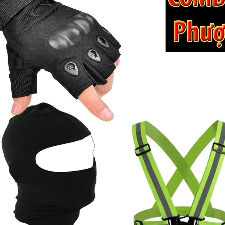 Siêu rẻ COMBO PHƯỢT (Găng Oakley ngắn ngón + phản quang thun + khăn trùm đầu ninja ) rẻ nhất việt nam