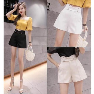 Quần đùi cạp cao ba màu 4 khuy vạt chéo sơ vin cực xinh  ་