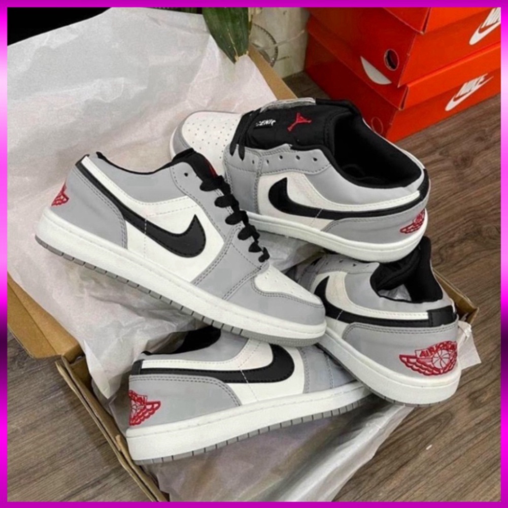 Giày JORDAN, giày thể thao sneaker[SALE MẠNH] JD xám chỉ đỏ cao cấp full size nam nữ '