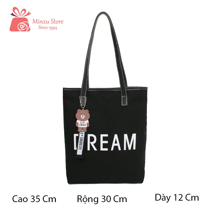 Túi vải canvas, túi đeo chéo loại to thời trang, đi học, đi chơi trẻ trung DREAM TV43