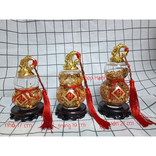 Hồ lô vàng _ Hồ lô phong thủy kèm đế gỗ