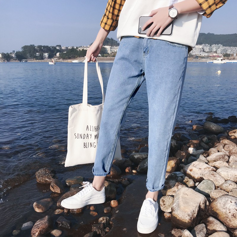 Quần jeans nam đẹp ống côn hàn quốc chất đẹp không phai màu