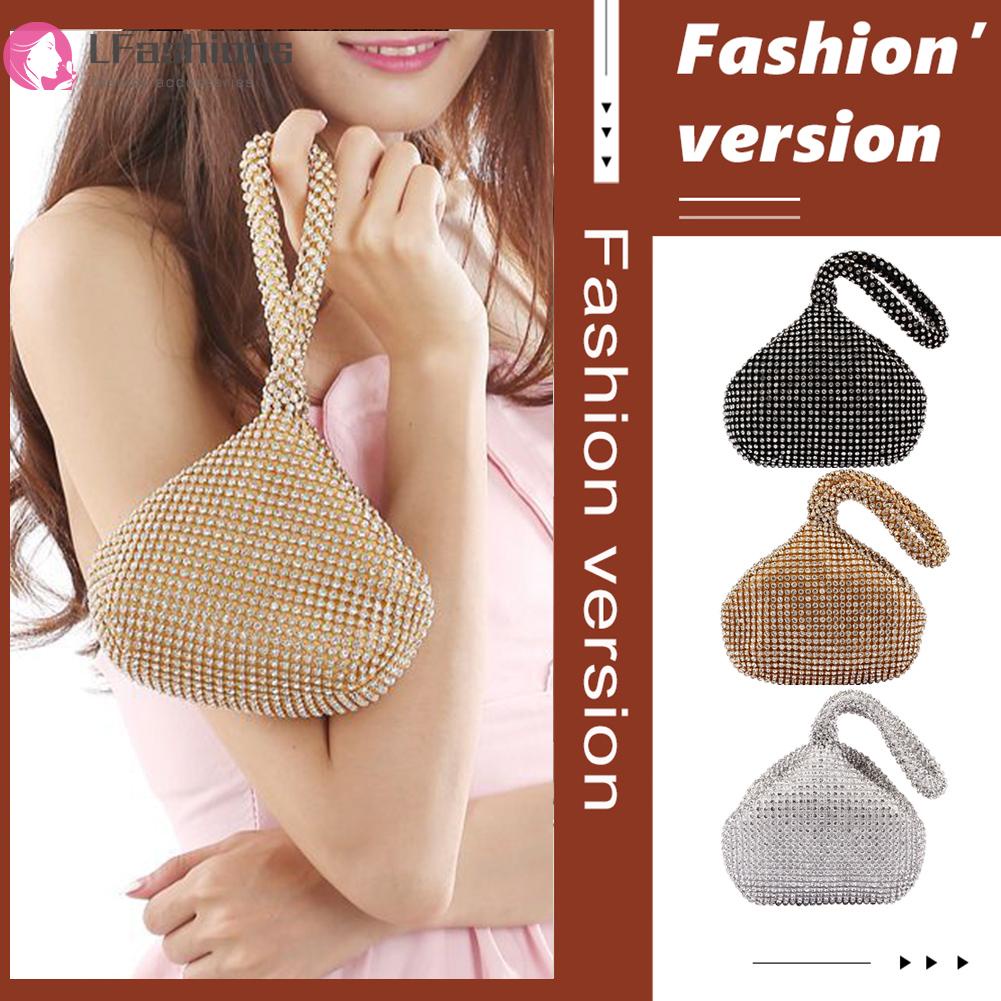 ☆Lfashion☆ Ví Cầm Tay Đính Đá Lấp Lánh Dành Cho Nữ Đi Tiệc Tối