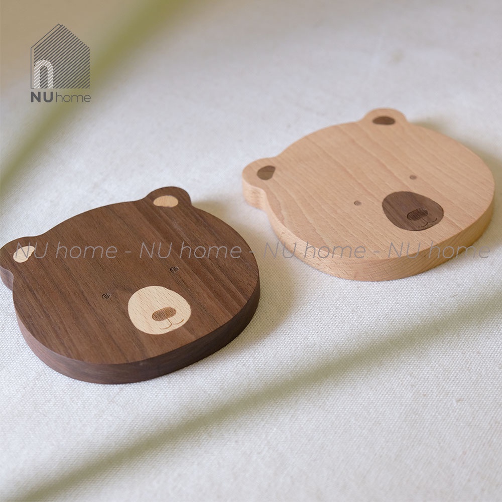 nuhome.vn | Đế lót ly hình gấu - Bina, được thiết kế đẹp mắt và dễ thương từ chất liệu gỗ tự nhiên cao cấp