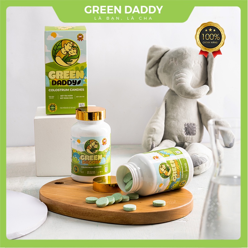 Combo 2 hộp Kẹo sữa non Green Daddy Colostrum hỗ trợ người gầy yếu trẻ kém ăn tăng cường sức đề kháng hộp 60 viên