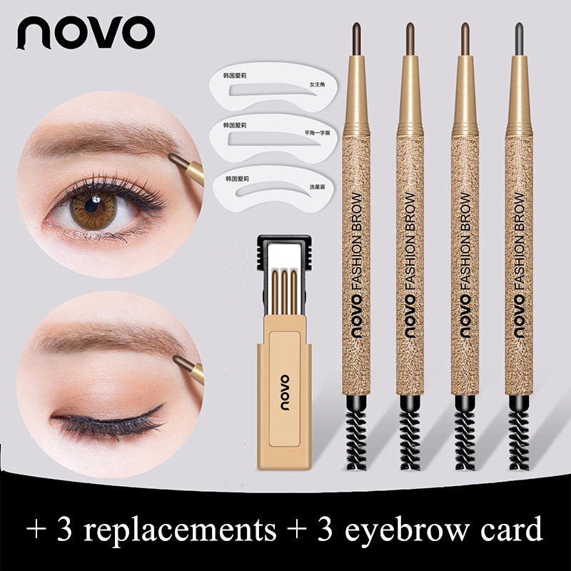 (Hàng Mới Về) Bút Chì Kẻ Lông Mày Hai Đầu Tự Động Không Thấm Nước + 3 Thẻ Thay Thế + 3 Khuôn Kẻ Lông Mày Novo  Nội Địa Trung | BigBuy360 - bigbuy360.vn