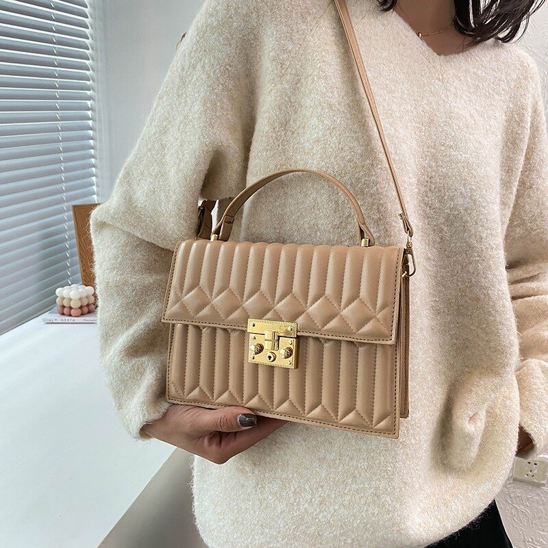 Túi xách Jasmin Noir hình vuông nhỏ in hoa có khóa cổ điển cho nữ
