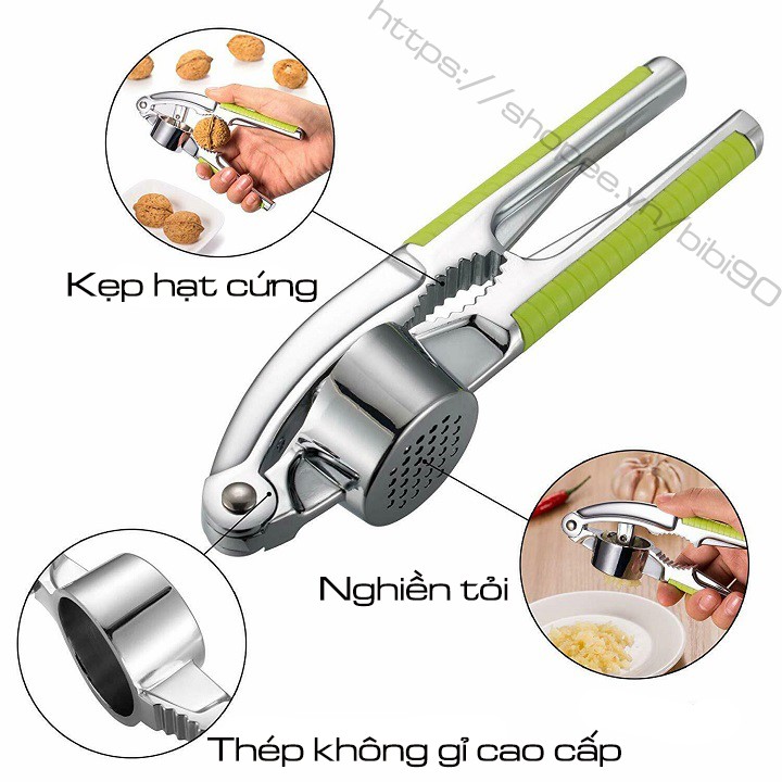 Dụng cụ nghiền tỏi gừng hành hình càng cua cán xanh (MS03) tuancuashop