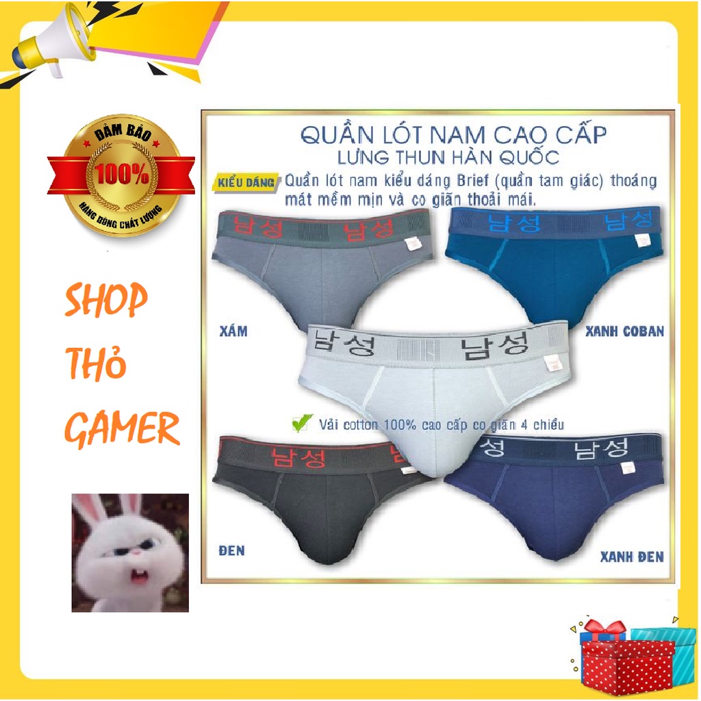 Quần sịp nam CityMen (quần lót nam, quần xì nam) tam giác cotton cao cấp lưng thun chữ Hàn Quốc