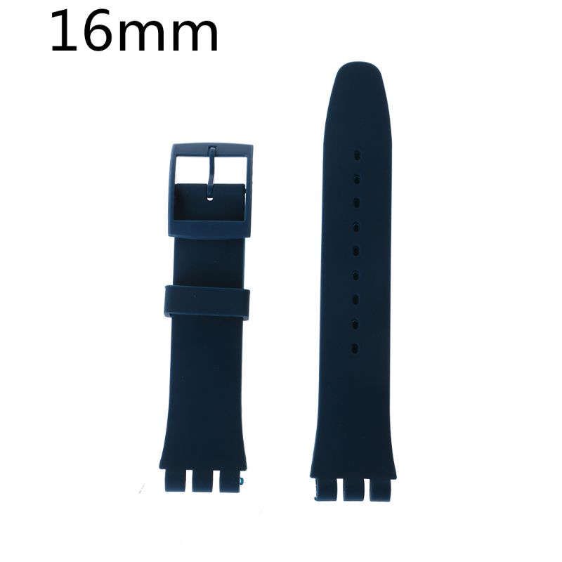 Dây đeo đồng hồ thay thế bằng silicone cao su chống nước có khóa cài cho Swatch 16mm 17mm 19mm 20mm