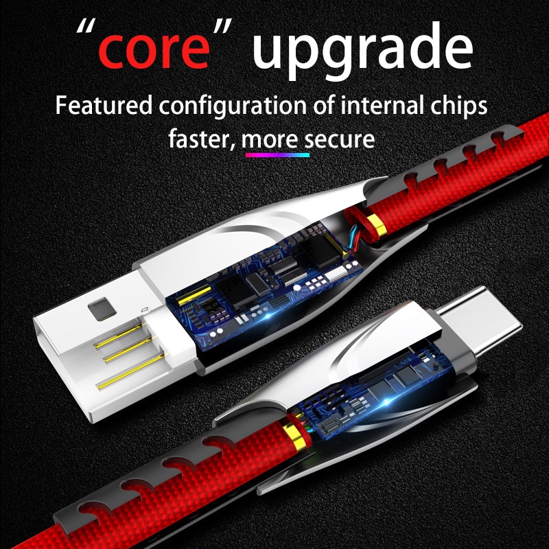 Dây Cáp Sạc Dữ Liệu Usb Nhanh 2.5A Bằng Hợp Kim Cho Micro Usb / i-P / Type C
