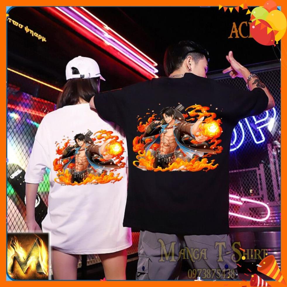 (FULL SIZE + ẢNH THẬT) Áo thun ONE PIECE AC2 tay lỡ OVERSIZE UNISEX (2 Màu ĐEN-TRẮNG)