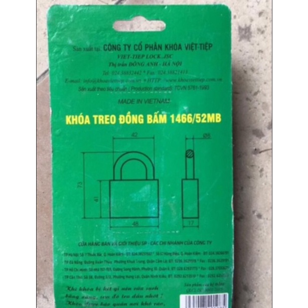ổ khoá việt tiệp 5 phân ( có sao chép thêm chìa , 4k - 5k 1 chìa ) loại khoá BẤM 1466/52MB
