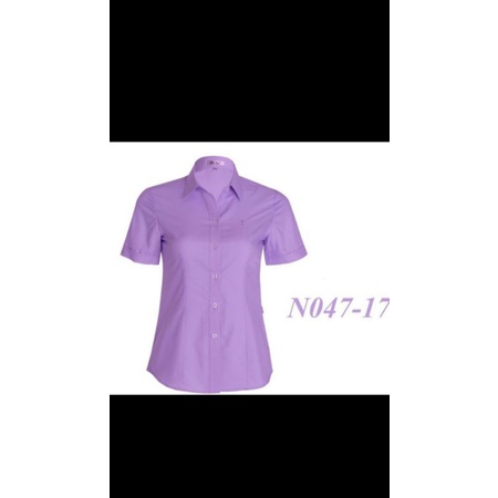 Áo sơ mi nữ Thái Hòa tím cà trơn vải kate