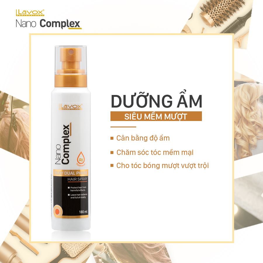 Xịt Dưỡng Tóc Nano Complex - Dưỡng Ẩm Siêu Mềm Mượt Lavox 180ml