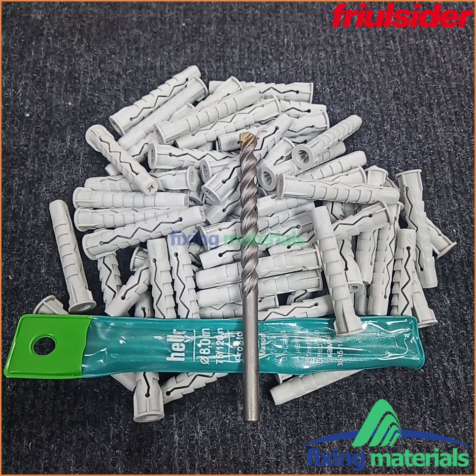 Combo gồm 100 cái tắc kê nhựa Friulsider XP (SX tại Ý) + 1 mũi khoan Heller (SX tại Đức)