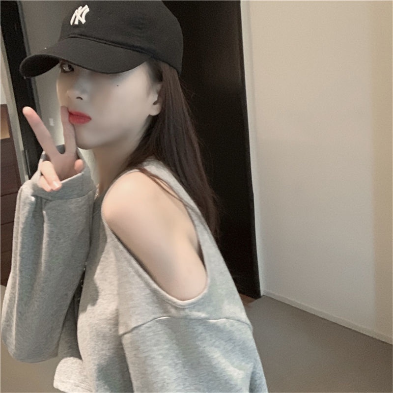 Áo Thun Tay Dài Hở Vai Dáng Rộng 2022 Thời Trang Dành Cho Nữ