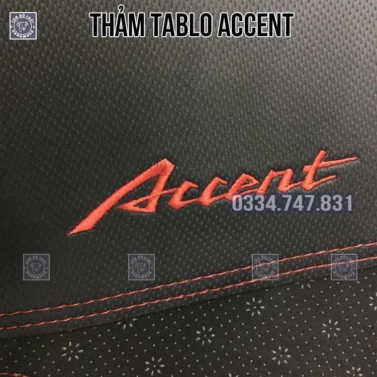 Thảm taplo Accent da vân Carbon 3 lớp chống trượt cách nhiệt da màu đen chống chói mắt