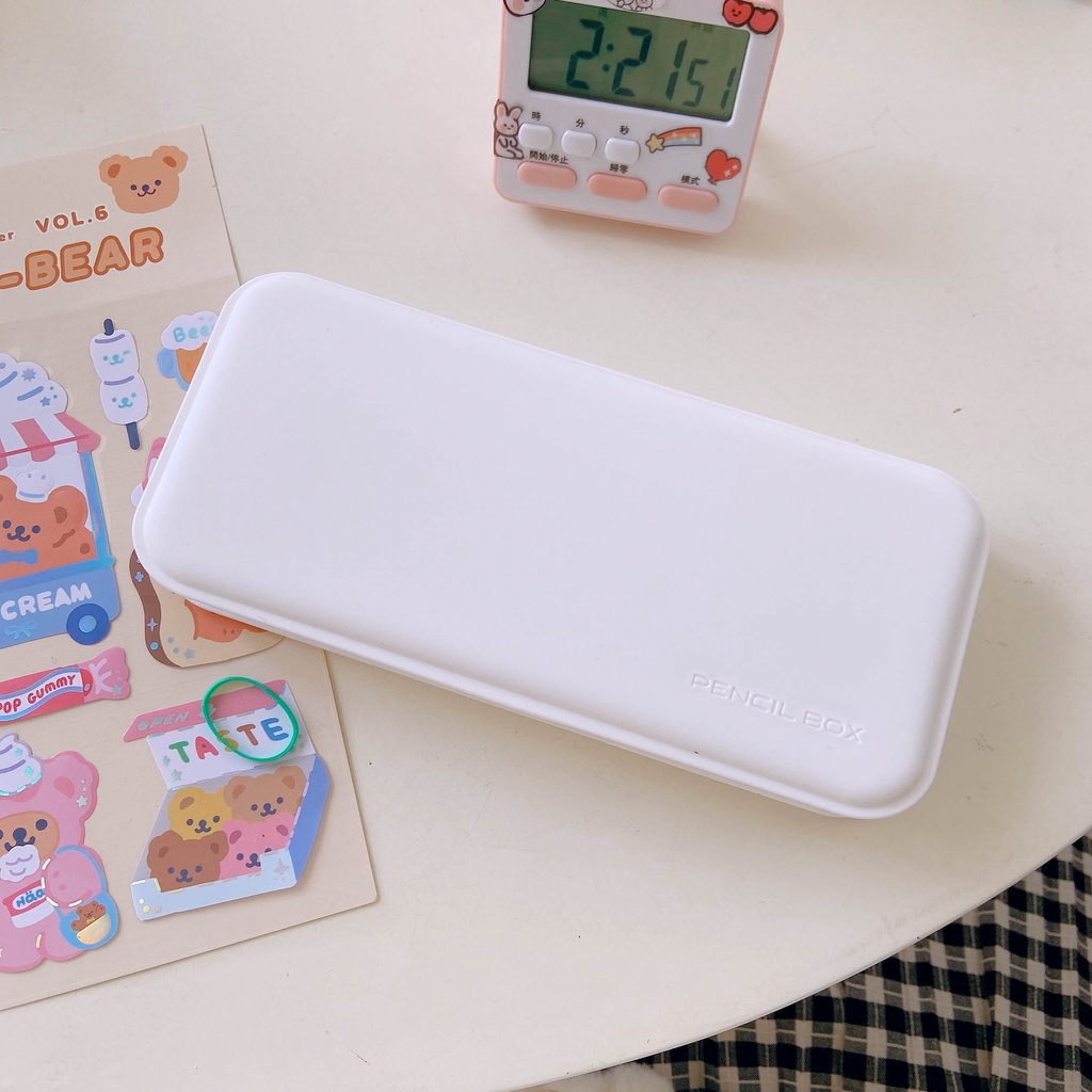 Hộp đựng bút bằng nhựa pp hình màu macaron đa năng cho học sinh/ nhân viên văn phòng