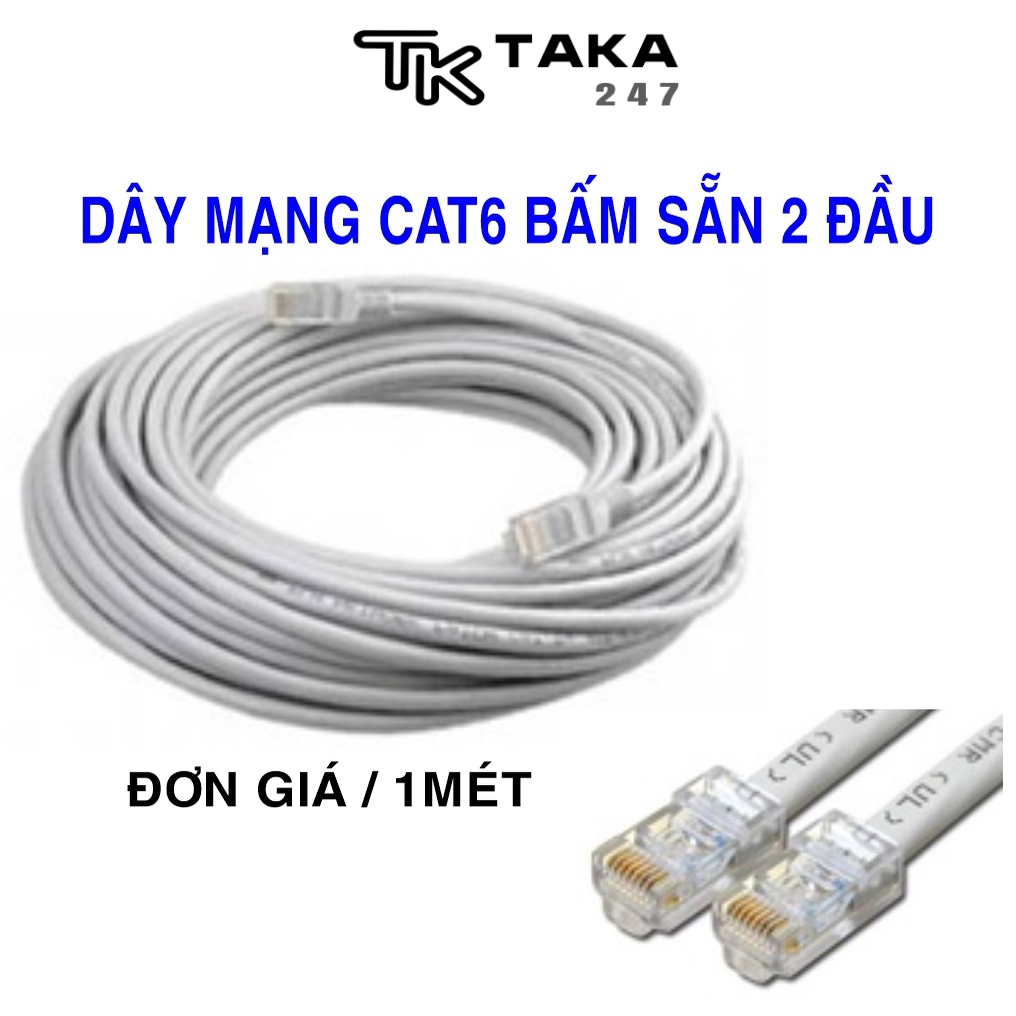 Dây cáp mạng CAT6 bấm sẵn 2 đầu Dây mạng LAN - Cáp mạng Internet (cắt theo số mét khách hàng yêu cầu)