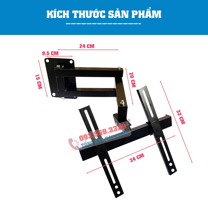 Giá Treo Tivi Góc Tường KP32 26 - 32 - 43 Inch - Khung Treo Tivi Xoay 180 Độ 2 Cánh Tay Linh Hoạt - [ Rẻ Hơn NB P4 ]