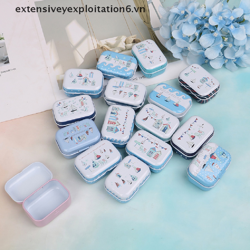 Hộp thiếc mini hình chữ nhật đựng trang sức xinh xắn