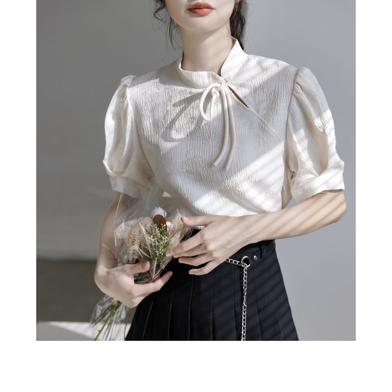 Áo Kiểu Tay Phồng Phong Cách retro Trung Hoa Thiết Kế Mới Thời Trang Mùa Hè Cho Nữ