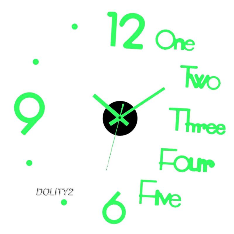 Bộ 2 Đồng Hồ Dán Tường 3D DIY Phát Quang Không Khung Thiết Kế Đơn Giản