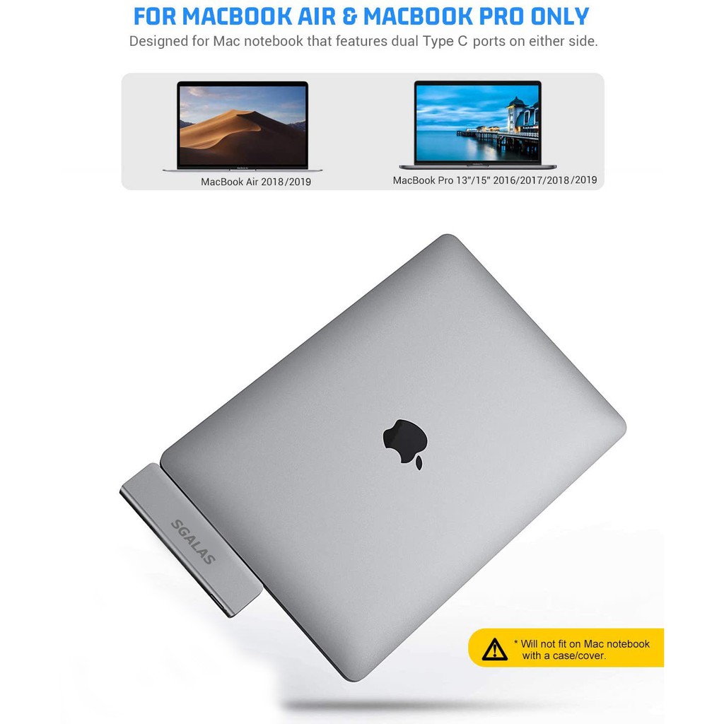 Bộ chuyển đổi Thunderbolt SGALAS 3 cổng USB C 3.0 sang cổng Hdmi đọc thẻ TF / SD PD cho MacBook Pro/Air iPad Pro 2020