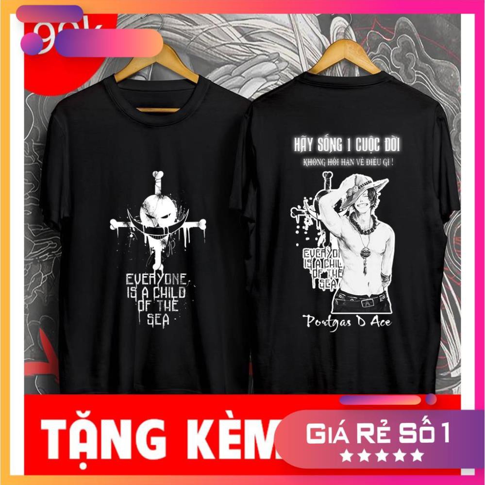 [SIÊU RẺ] ÁO ONE PIECE ACE | ÁO THUN ONE PIECE đẹp tặng kèm bịt mặt ONE PIECE cực ngầu