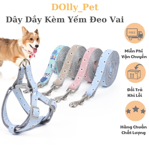 Dây Dắt Kèm Yếm Đeo Vai Cho Chó Mèo Nhỏ