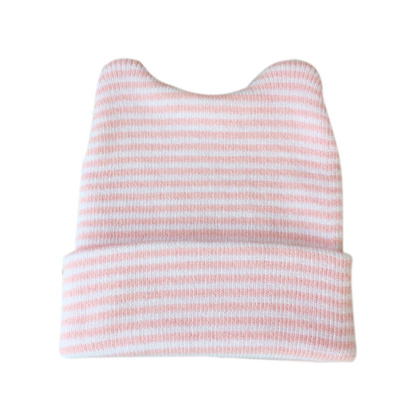 Mũ len tai thỏ họa tiết sọc ngang đáng yêu cho bé