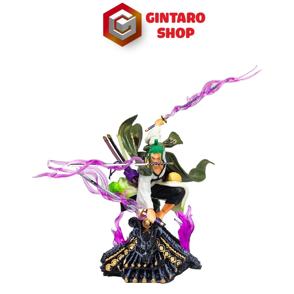 Mô hình One Piece Zoro Tam Kiếm Haki đứng trên mái nhà, Mô hình Zoro mái nhà cao 20Cm GINTARO SHOP