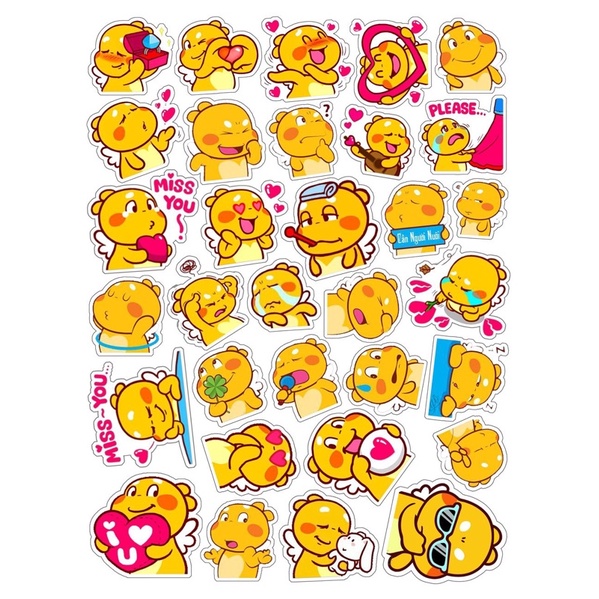 Sét 30-60 Sticker ong vàng ép lụa-hình dán khủng long vàng có đề can bóc dán