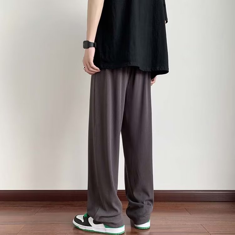 Quần Tây Vải Lụa Lạnh Mỏng Thoáng Khí Màu Đen Size M-5xl Thời Trang Mùa Hè Cho Nam