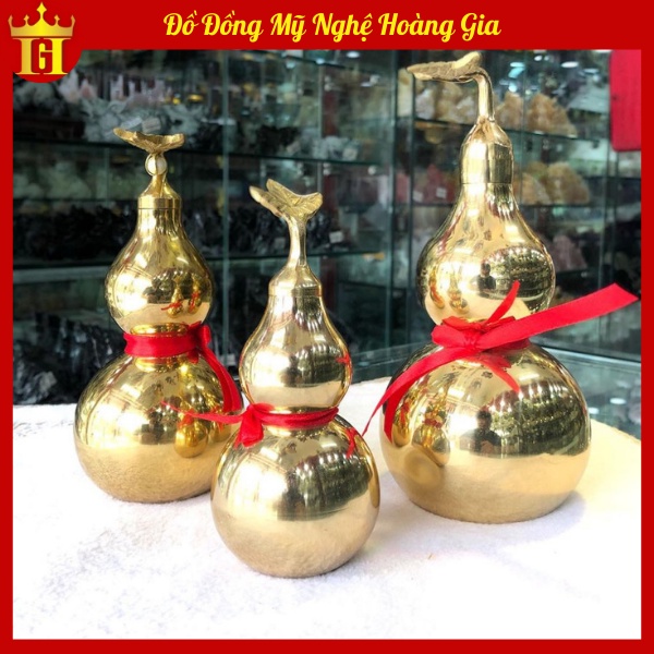Hồ Lô Phong Thủy Bằng Đồng Nguyên Khối Hút Tiền-Tài-Lộc