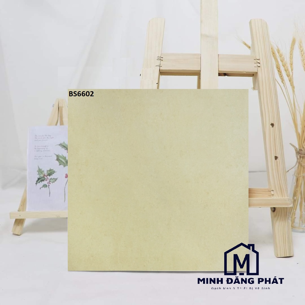 Gạch lát nền đá bán sứ mờ Viglacera 60x60 mài cạnh, bề mặt nhám, màu vàng