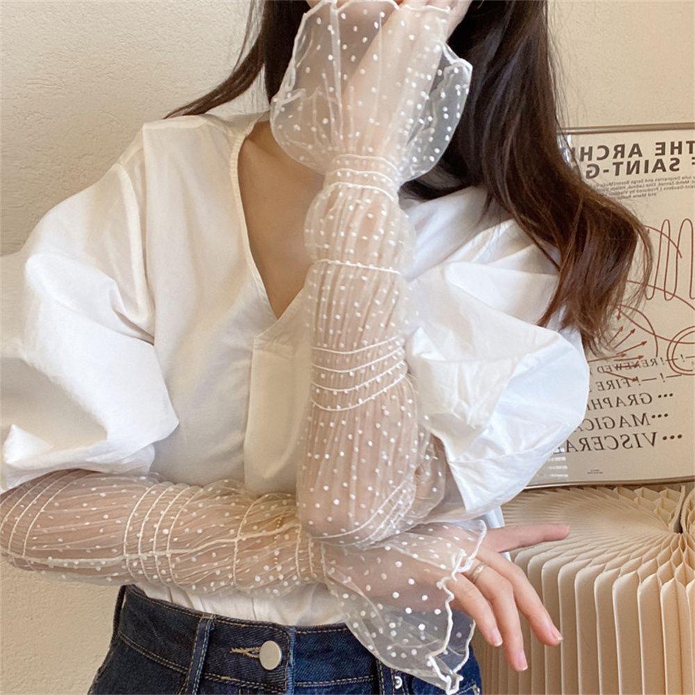 ☆Hoa Hồng☆ Găng Tay Dài Hở Ngón Phối Ren Nhiều Màu Sắc Chống Nắng Thời Trang Mùa Hè Cho Nữ