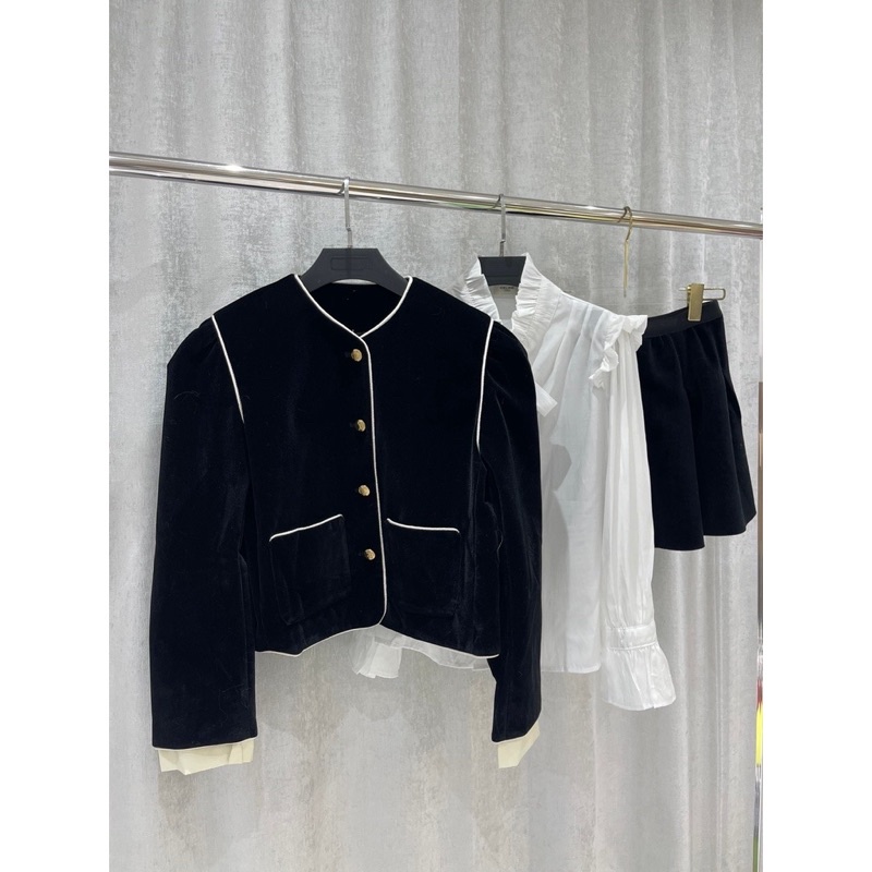 𝐎𝐑𝐃𝐄𝐑. Áo Khoác Nhung Phong Cách Retro Kiểu Pháp (ẢNH THẬT Ở CUỐI) | BigBuy360 - bigbuy360.vn