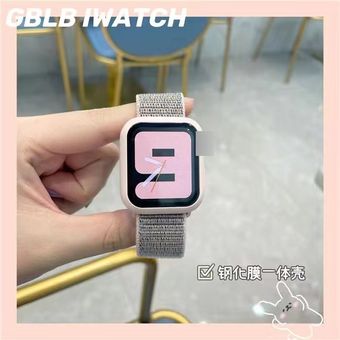 Kính Dây Đồng Hồ + Ốp Bảo Vệ Bằng Nylon Dành Cho Apple watch series 7 45mm 41mm correa 38mm 42mm iWatch 6 SE 5 4 3 40mm 44mm